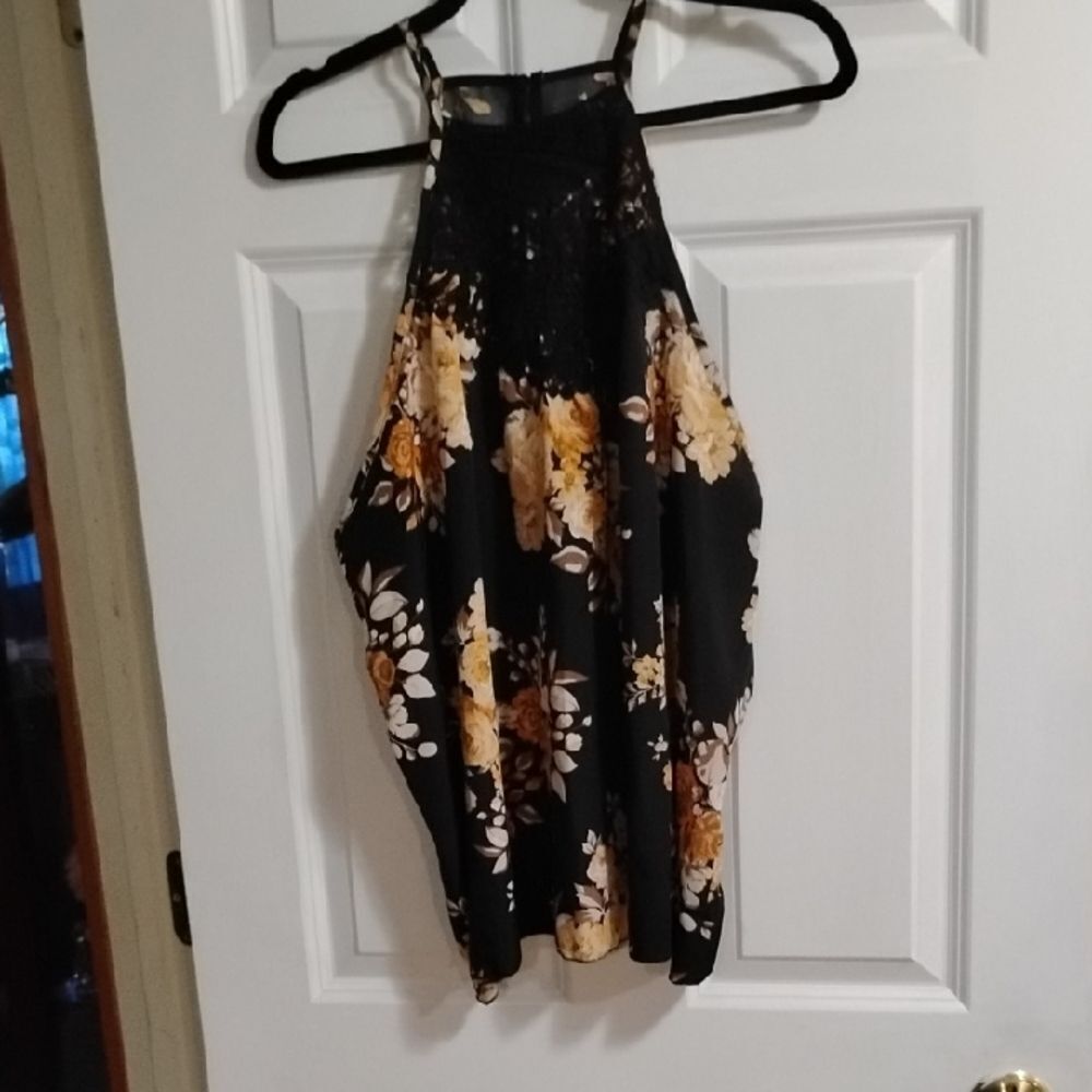Floral Black and Gold Women's Tank Top